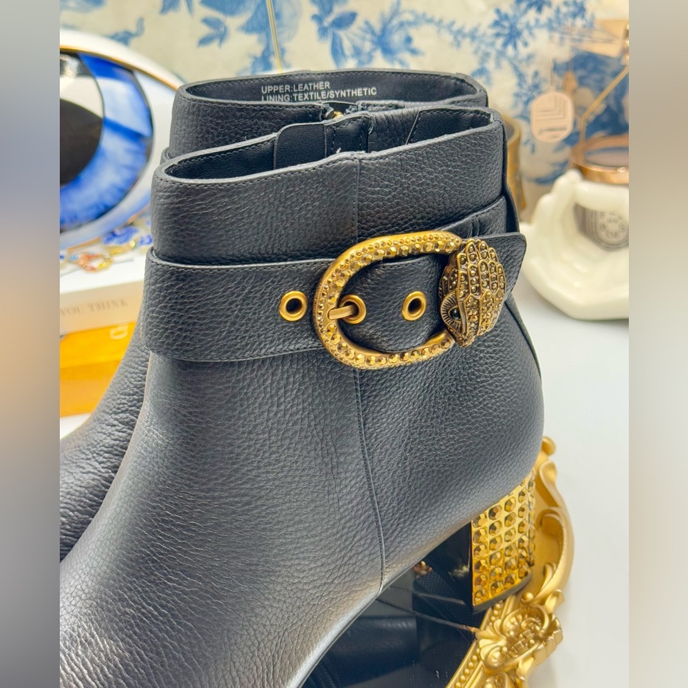🆕 KURT GEIGER LONDON 🧿 NWOT Mayfair 55 Ankle Boot Boot, Black Gold, Sz 41 US10 - Picture 5 of 16
